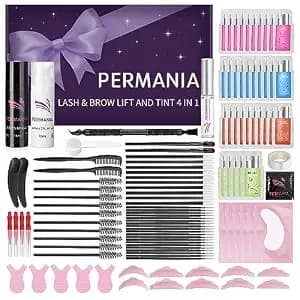 Permania Lash Lift Kit With Color, Eyelash & Brow Lamination 4 In 1 Black Color Make Lash Perm Voluminous And Curl For Salon & Home
