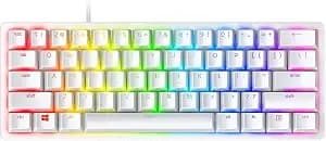 Razer Huntsman Mini 60% Gaming Keyboard, Linear Optical Switches, White - Aluminum Top Frame, Chroma Rgb Lighting, Pbt Keycaps, Onboard Memory, Snap Tap