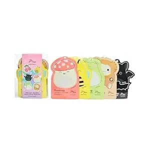 Tonymoly X Squishmallows Face Mask, Eye Patch & Foot Mask Set For Girls - Five Treatments: A Depuffing Eye Patch, Soothing, Hydrating, And Brightening Sheet Masks, Plus A Shea Butter Foot Mask