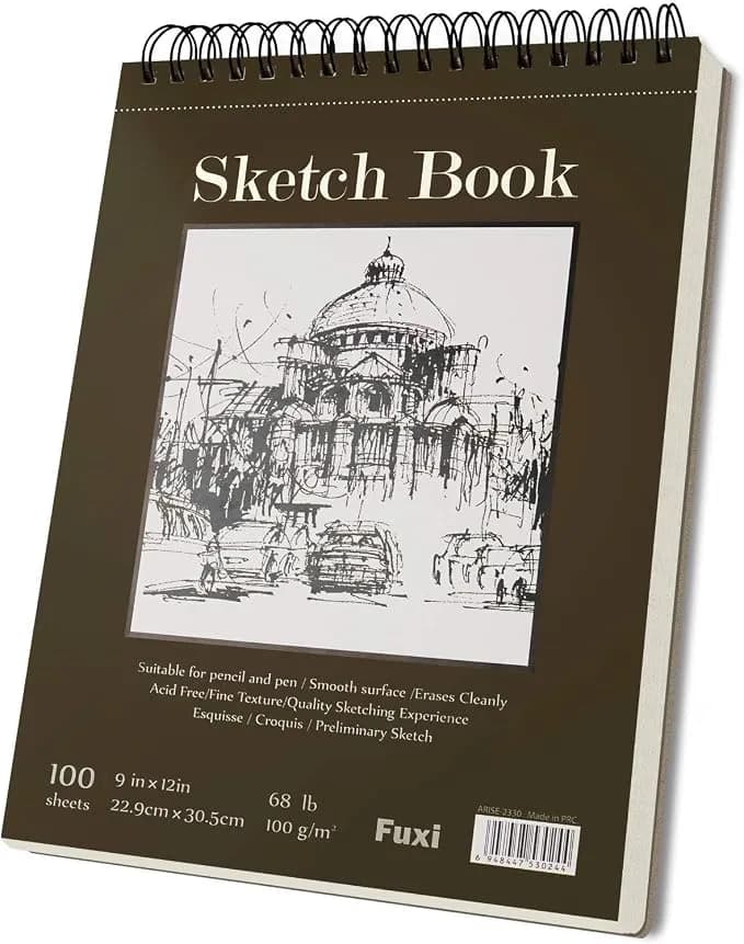 Fuxi 9" X 12" Sketch book_top Spiral Bound sketchbook_100sheets 68lb/100gsm - Art Sketch Pads For Drawing, Acid-Free Drawing Paper Pad For Kids, Students, Artists & Beginners, Art Supplies For Adults