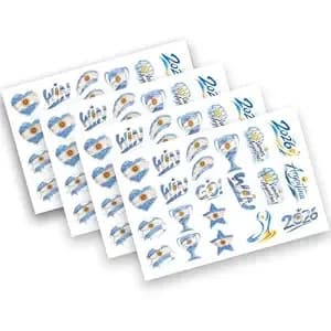 Temporary Tattoo Set, Argentina Flag Style Waterproof Fake Tattoos For Adults Women Men, 4 Sheets Large Size 148x208mm, Long Lasting Festival Party Body Art
