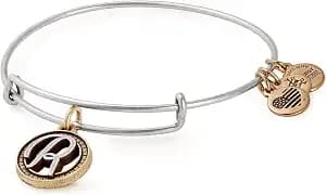 Alex And Ani Women'S Initial R Ii Bangle Two Tone Bracelet, Rafaelian Silver, Expandable - Two Tone Bracelet, Expandable