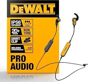Dewalt Heavy Duty Neckband Bluetooth Earbuds, Wireless Bluetooth 5.2 Headphones W/Microphone, Lightweight Comfort, ip56 Waterproof, Deep Bass Strong Beat, 20h Playtime, Jobsite Behind-Neck Earphones