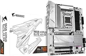 Gigabyte b650 Aorus Elite Ax Ice Amd am5 Atx Motherboard, Support Ryzen 9000/8000/7000 Series, ddr5, 12+2+2 Power Phase, Pcie 5.0 M.2, Usb-C 3.2 Gen 2, wifi6e, 2.5gbe, Ez-Latch, Q-Flash, Rgb Fusion
