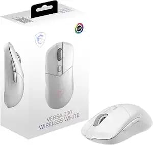Msi Versa 300 Wireless White Gaming Mouse, 8000 Dpi, 30m+ Clicks Kailh Switch, Optical Sensor, Ergonomic Ambitextrous Hand Design, Rgb Light