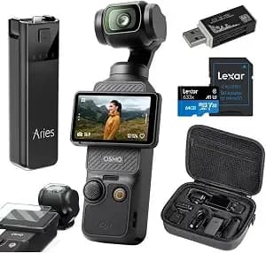 Dji Osmo Pocket 3 Gimbal Camera, Bundle With Power Bank, Carry Case, Screen Protector, 64gb Memory Card And Card Reader