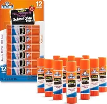 Elmer'S Disappearing Purple School Glue Sticks, Washable, 6 Grams, 12 Count - Arts & Crafts, Poster, Projects, Back To School, #1 Teacher Brand