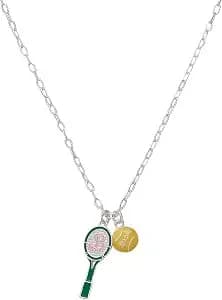 Alex And Ani Barbie™ Tennis Charm Pendant, Brass Shiny Silver