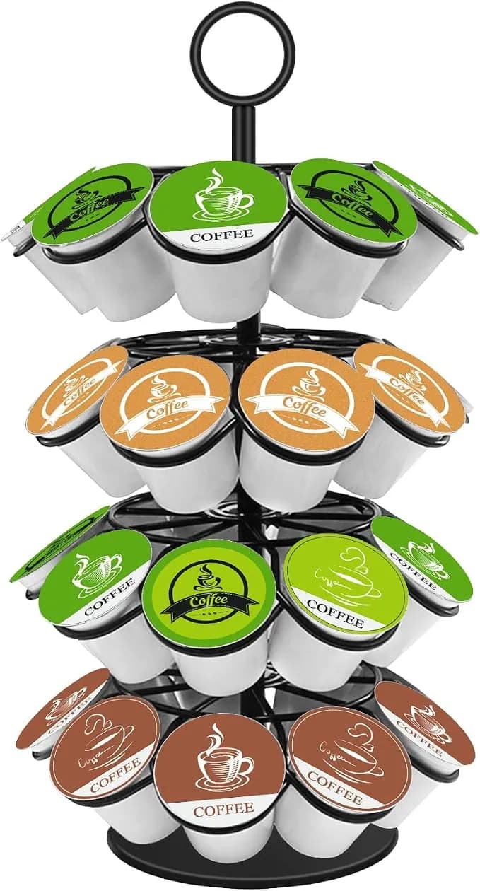 Kimiup Coffee Pod Holder, K Cup Organizer Compatible With K-Cups(36 Pods) - Kitchen Detachable Coffee Pod Organizer For Countertop, Spins 360-Degrees