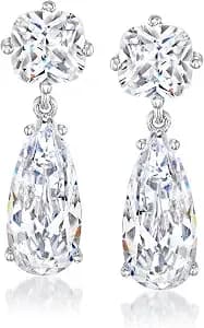 Ross-Simons Sterling Silver-Plated Drop Earrings With 8.20 Ct. T.W. Czs