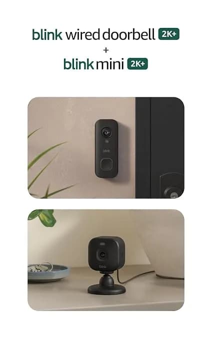 Blink Wired Doorbell 2k+ (All-New) And Mini 2k+ (Newest Model) — 2k Video Resolution, Enhanced Audio, In-Home Audible Alerts, Continuous Power (Black)