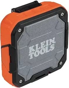 Klein Tools aepjs2 Bluetooth Speaker With Magnetic Strip And Hook, Rechargeable, Wireless And Aux Capable, Hands Free Capable, 10 Hr Run Time, ip54 Dust And Water Resistant