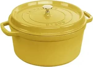 Staub Enamelled Cast Iron Casserole Dish With Lid, Suitable For All Heat Sources Including Induction, 4 People, Round, 24 Cm, 3.70 L, 4.7 Kg, Lemon