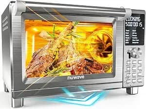 Nuwave Bravo Xl Pro Air Fryer Toaster Oven W/Grill Combo, 2026 New System - Ultra-Fast Convection, 35% Crispier, 2x More Even, 142 Presets, 50-500f, Smarter Probe, Pfas Free, 30qt, Stainless Steel