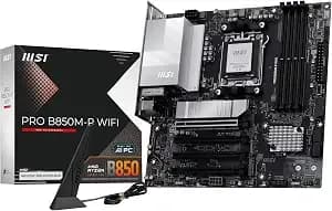 Msi Pro b850m-P Wifi Motherboard, Atx - Supports Amd Ryzen 9000/8000 / 7000 Processors, am5 - ddr5 Memory Boost (8200+ Mt/S Oc), Pcie 5.0 x16 & 4.0 x16, M.2 gen5, Wi-Fi 7, 5g Lan