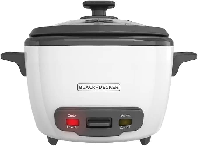 Black+Decker 16-Cup Rice Cooker, rc516, 8-Cup Uncooked Rice, Steaming Basket, Removable Non-Stick Bowl, One Touch - Makes Up To 16 Cups Cooked Rice With Automatic Keep Warm, Steamer Basket And Removable Nonstick Bowl.