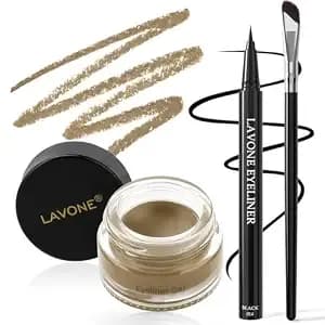 Eyeliner Kit, Waterproof Gel Eyeliner, Liquid Liner And Brush - Blonde