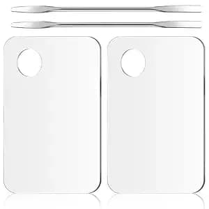 2pcs Makeup Plate For Foundation Set, Reusable Makeup Palette Tray With Stainless Steel For Foundation, Art Pigments