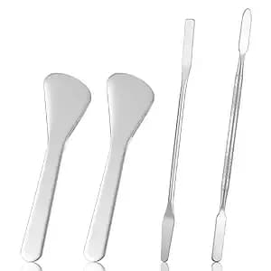 4pcs Foundation Spatula Make Up Cosmetic Spatula Stainless Steel Facial Beauty Spatulas Tiny Makeup Palette Mixer Face Cream Skincare Applicator Reusable Facial Massage For Mixing Sampling Eye Cream