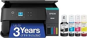Epson Ecotank Et-2980 Wireless Color All-In-One Supertank Printer - Black - Cartridge-Free Print, Scan, Copy; Up To 15 Ppm, Borderless Photo Printing, Auto 2-Sided; Ideal For Home And Everyday Use