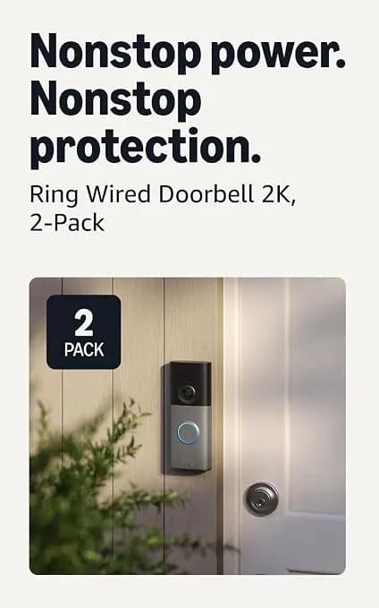 Ring Wired Doorbell 2k (Newest Model), Retinal 2k With Wide-Angle Video, Up To 6x Enhanced Zoom, And Two-Way Talk, Speckled Gray