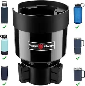 Seven Sparta Car Cup Holder Expander For 32-40oz Large Bottles & Tumblers - Compatible With Yeti, Hydro Flask & Owala 32-40oz, Upgraded Adjustable Offset Base, Fits 3.4"-3.8" Bottles, Mugs & Tumblers