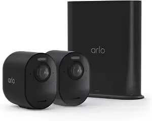 Arlo Ultra Wireless Security Camera 4k Hdr (3rd Gen) - 2-Cam + Smarthub - 4k Hdr Video; 180° Field Of View; Smarthub Incl.; Ai Detection & Event Captions; Emergency Response; 1-Mo Secure Plan Incl.