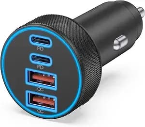 Usb C Car Charger, 4-Port 90w Super Fast Charging Cigarette Lighter Adapter - [4 In 1] Dual 45w Usbc & Usb-A, Multiport Car Phone Charger Accessories, For Iphone 17 16 15 14 13 12, Ipad, Galaxy, Tablet