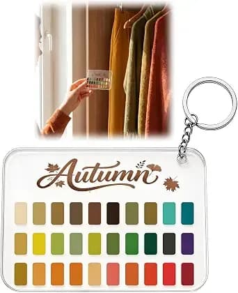 Seasonal Color Analysis Swatch Keychain, Clear Acrylic Palette For Wardrobe & Makeup, Portable 12-Subseason Styling Reference