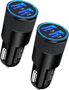 Car Charger [2pack/3.4a] Fast Charge Dual Port Usb Cargador Lighter Adapter - For Iphone 17e 15 14 13 12 11 Pro Max X Xr Xs 17 Plus 16, Ipad, Samsung Galaxy s23 s22 s21 s25 Plus s7 j7 s10e s9 Note 8 12v