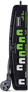 Cyberpower p705g Energy-Saving Surge Protector Power Strip, 2100j/125v, 15a, 7 Outlets, 5ft Power Cord, Black And Green, Ul Listed - 2100j/125v, 15a, 7 Outlets, 5ft Power Cord, Black And Green, Ul Listed