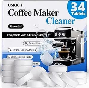 Coffee Machine Cleaner Descaler Tablets 34 Pack, Coffee Maker Cleaner For Keurig, Ninja, Breville, Delonghi, Nespresso, Miele,Espresso Machine Cleaning Tabs,Descaling Solution For Coffee Pot Maker