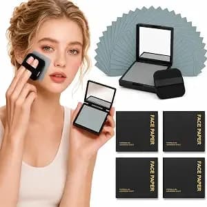 Oil Blotting Sheets For Face, 500 Pcs Blotting Papers For Face With Mirror, Puff And Refill Pack, Rapidly Absorb Excess Oils Makeup Friendly For Women With Oily Skin (Light Gray And Odorless)