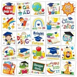 Konsait 2026 Kindergarten Graduation Temporary Tattoos, 96pcs Perforated Kids Graduation Tattoos Party Supplies, Gifts & Accessories