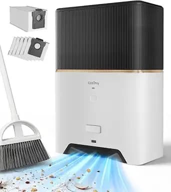 Touchless Vacuum Dustpan, 26kpa Suction, Bagged, Auto/Manual Mode - With 5 Replaceable Dust Bags, Up To 3-Months Of Hands-Free Cleaning, Ideal For Pet Hair, Kitchen, And Salon, White
