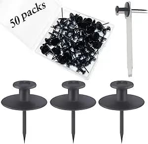 50 Pcs Push Pins Picture Hangers Wall Hooks, Double Headed Thumb Tacks For Wall Hangings, Renter Friendly Decor Small Picture Frame Hangers For Drywall Cork Board Home Office Photo Decorations(Black)