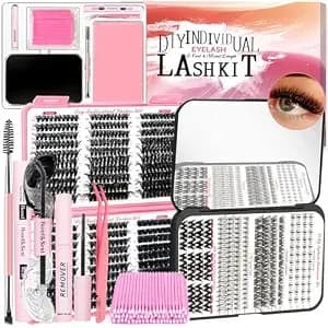 Quklogen Diy Lash Extension Kit 772pcs D Curl 4 Styles Individual Lash With Bottom Lash Clusters Lash Bond And Seal,Quick Glue Remover Tweezers Eyelash Brush Mini Applicator (lash003)
