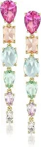 Ross-Simons 18kt Yellow Gold-Plated Drop Earrings With Simulated Multicolored Gemstones And .50 Ct. T.W. Czs