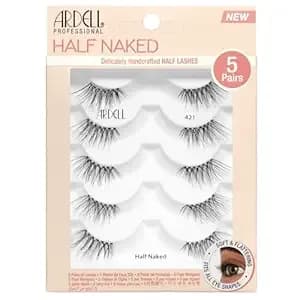 Ardell Naked Half Lashes 421, Half Eyelashes Wispy Cat Eye Lashes Strips - Natural-Looking Lift, Blends Seamlessly With Outer Corner Strip Lash Fake Eyelash Human Hair, All-Day Wear, 5 Pairs