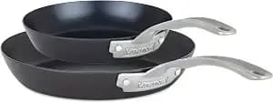 Viking Blue Carbon Steel Frying Pans, Kitchen Cookware Set, 10 And 12 Inch, Black