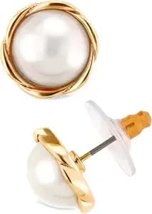 Anne Klein Women'S Pearl Stud Earrings, Layered Statement Fashion Jewelry For Everyday And Evening Wear