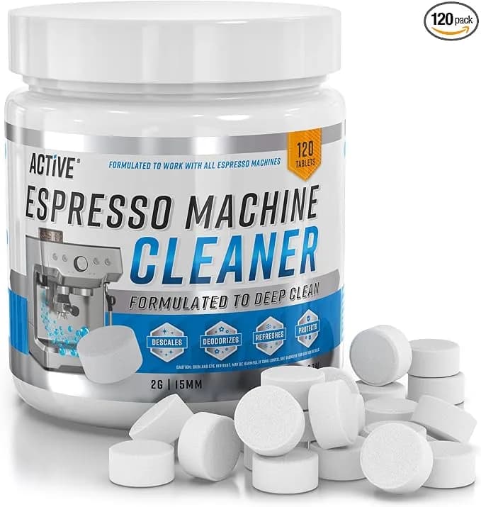 Active Espresso Machine Cleaning Tablets Descaling - 120 Tabs - Compatible With Breville Barista Express, Gaggia, Delonghi, Jura, Philips - Expresso Maker Backflush Oil Remover Solution Clean Tablet