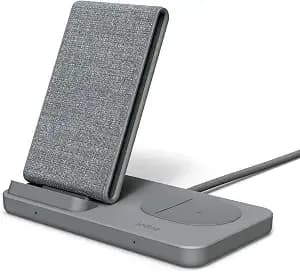 Iottie Ion Wireless Duo Certified By Google 15w Stand + 5w Pad Qi-Certified Charger - Compatible With Google, Google Pixel, Pixel Buds - Includes Power Cable & Adapter - Dark Grey