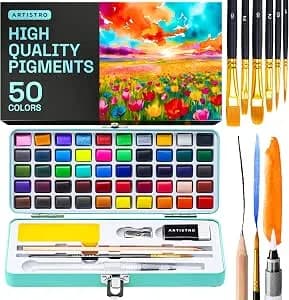 Artistro Vivid Watercolor Paint Set With Palette & Brush Pens - Portable Paint Art Kit, Travel Water Color Set, For Adults, Professionals, & Kids, Art & Painting Supplies, Gift Idea