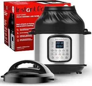 Instant Pot Duo Crisp 11-In-1 Air Fryer And Electric Pressure Cooker Combo With Multicooker Lids That Fries, Steams, Slow Cooks, Dehydrates,Free App With Over 800 Recipes, Black/Stainless Steel, 8qt
