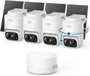 Eufy Security Eufycam c37 4-Cam Kit, 360° Pan&Tilt Auto Tracking - Wireless Outdoor Camera, 2k Solar Powered, Human/Vehicle/Pet/Face Ai Detection, No Subscription, Built-In 64gb Local Storage