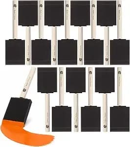 Bates- Foam Paint Brushes, 2 Inch, 16 Pack, Wooden Handle - For Painting, Staining, Varnish, Glue Application And Diy Crafts On Wood, Metal