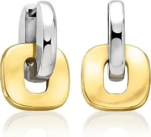 Ross-Simons Silver And 14kt Gold-Plated Hoop Drop Earrings