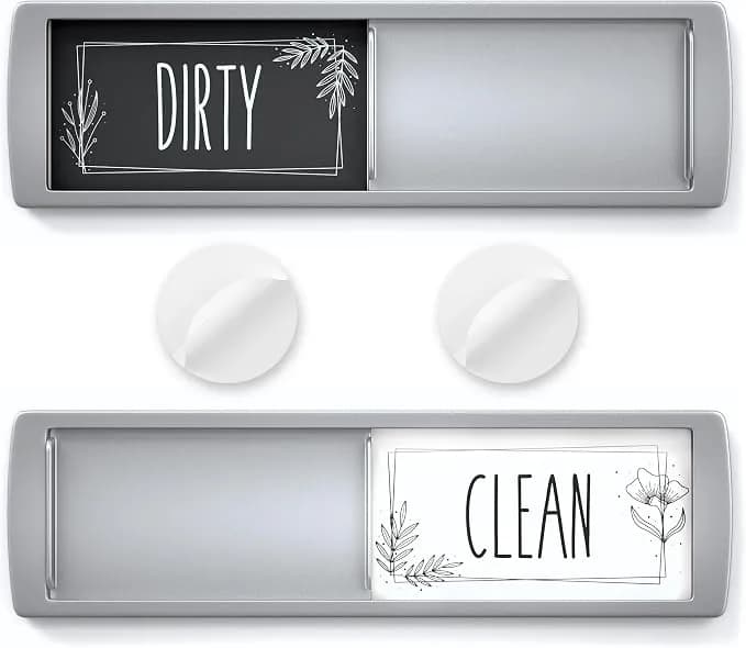 Assured Signs Dishwasher Magnet Clean Dirty Sign 7 X 2 Inch, Premium Build - Eliminate Kitchen Confusion, Strong Magnetic Hold, Sliding Indicator, Modern Design, Kitchen Organization, Status Reminder