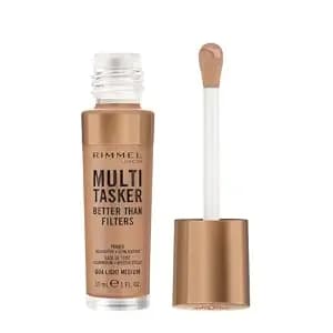 Rimmel Multi-Tasker Better Than Filters, 004 Light Medium, Face Primer, Glow Booster And Highlighter, Vegan Formula, Anti-Ageing Benefits, Light-Reflecting Pigments, Giant Soft-Touch Wand, 1oz